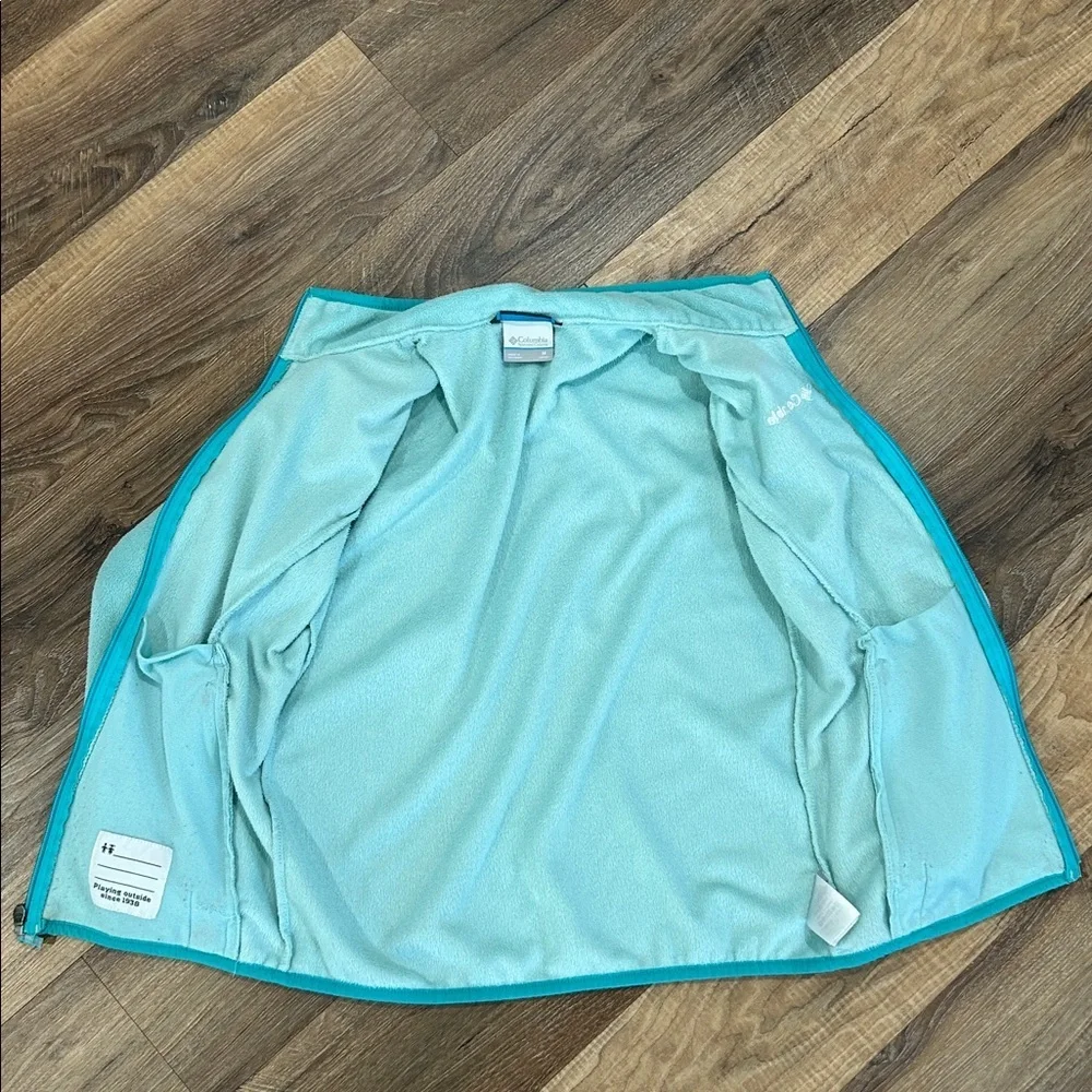 Columbia Light Blue/Turquoise Zip Fleece Jacket Girls Medium(10/12)